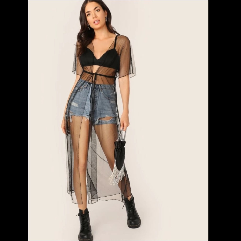 Sheer Tie Waist Cover up